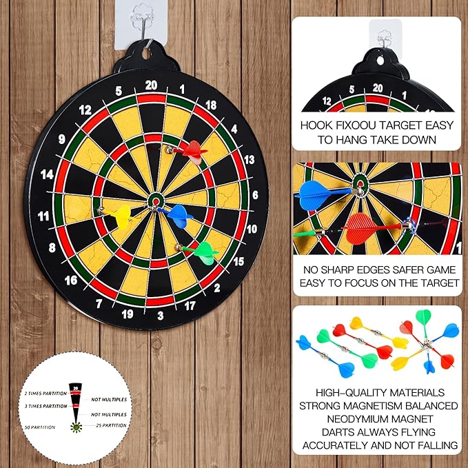 2-in-1 Magnetic Dart Board Game Set for Kids