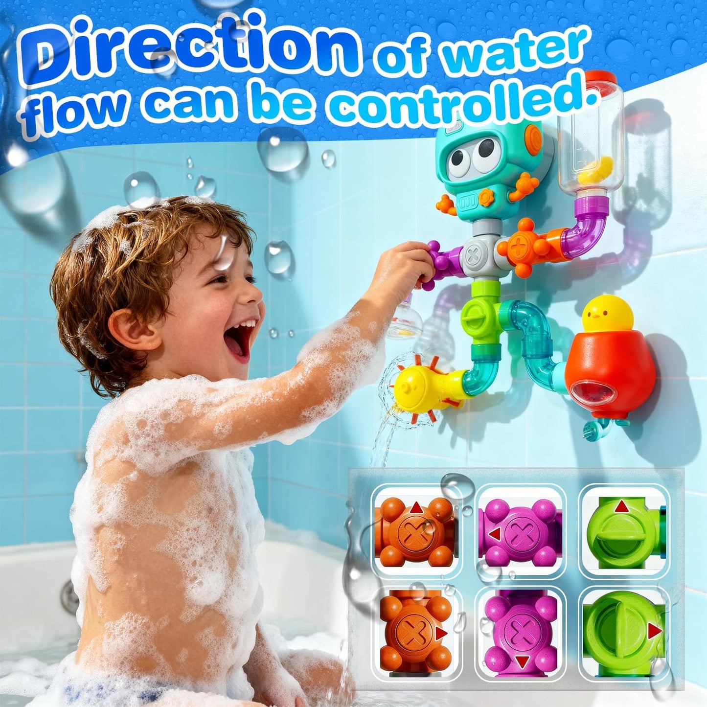 Waterworks Pipes Bath Toy for Toddlers (Ages 3–8)