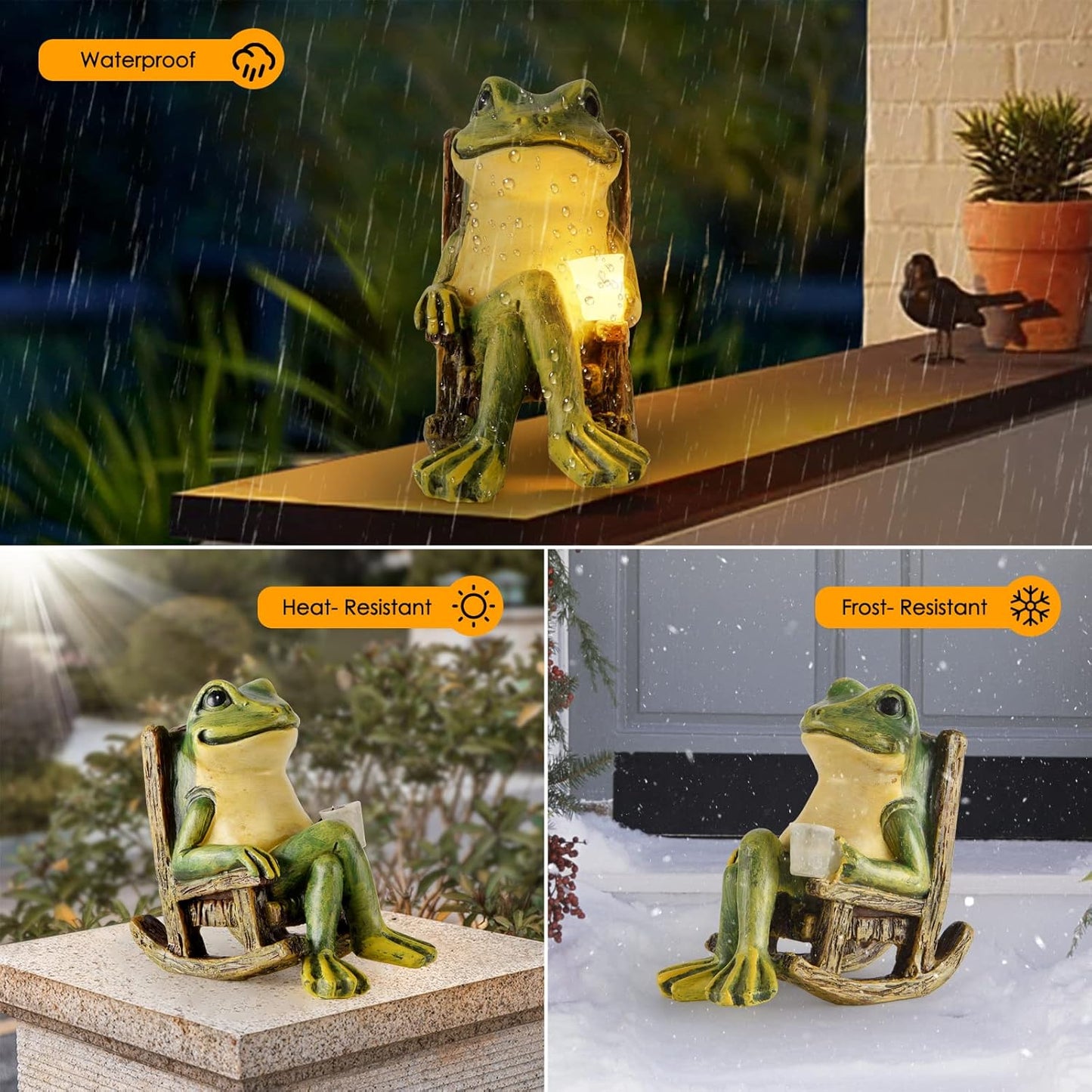 Mini Frog Garden Statue | Fall Halloween Decoration | Solar Frog Garden Light