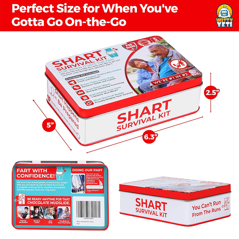 The prank poop kit includes wet wipes and disposable underwear