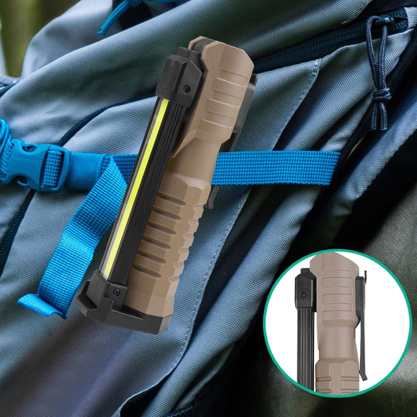 7-Mode Folding LED COB Work Light, C-Type Magnetic Emergency Flashlight