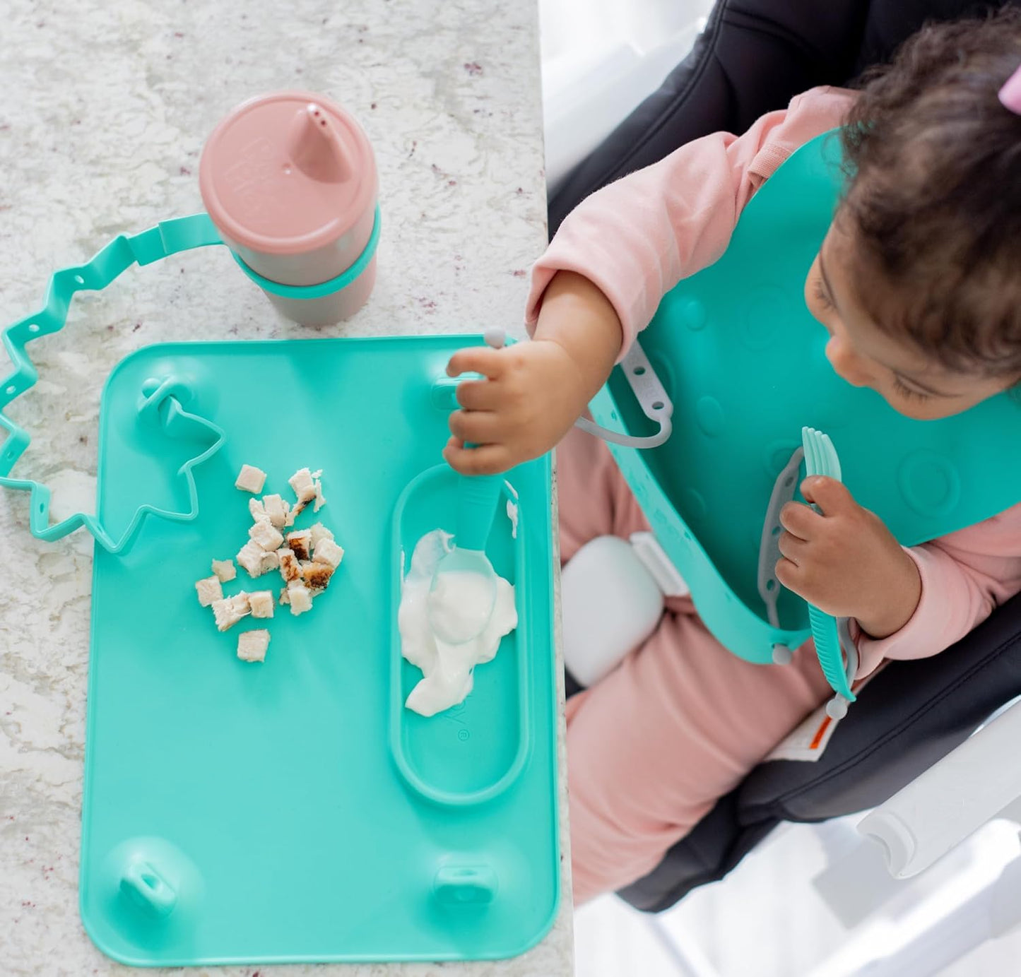 Baby Suction Feeding Mat with Strong Suction Cups & Secure Straps