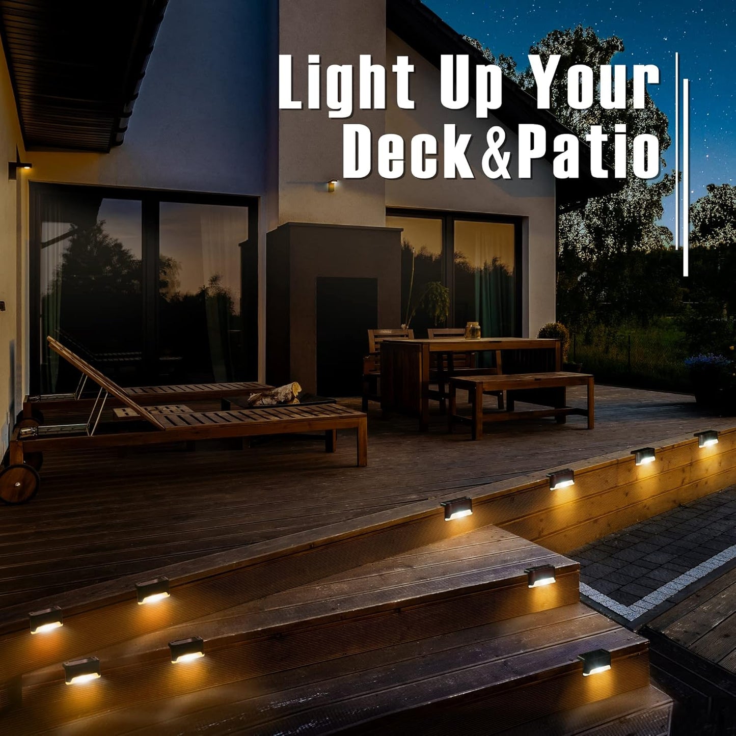 Solar Deck Lights | Set of 16, Waterproof, for Outdoor Stairs, Steps, Fences, Railings, Patios