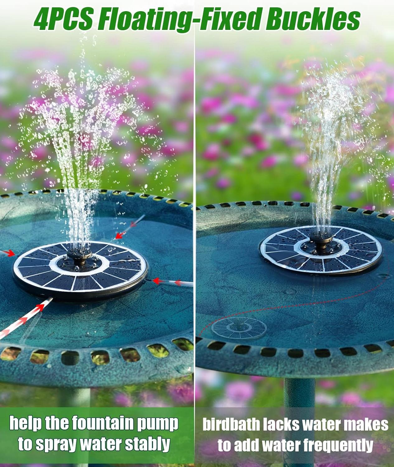 Solar Fountain – Upgraded Glass Panel Floating Bird Bath Fountain for Garden & Pond