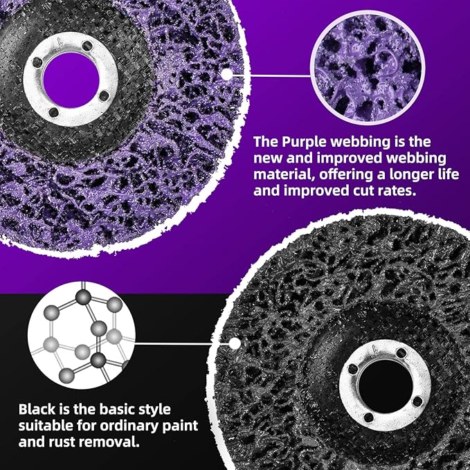 Pack of 10 4-inch quick paint removal grinding wheels, suitable for angle grinders.