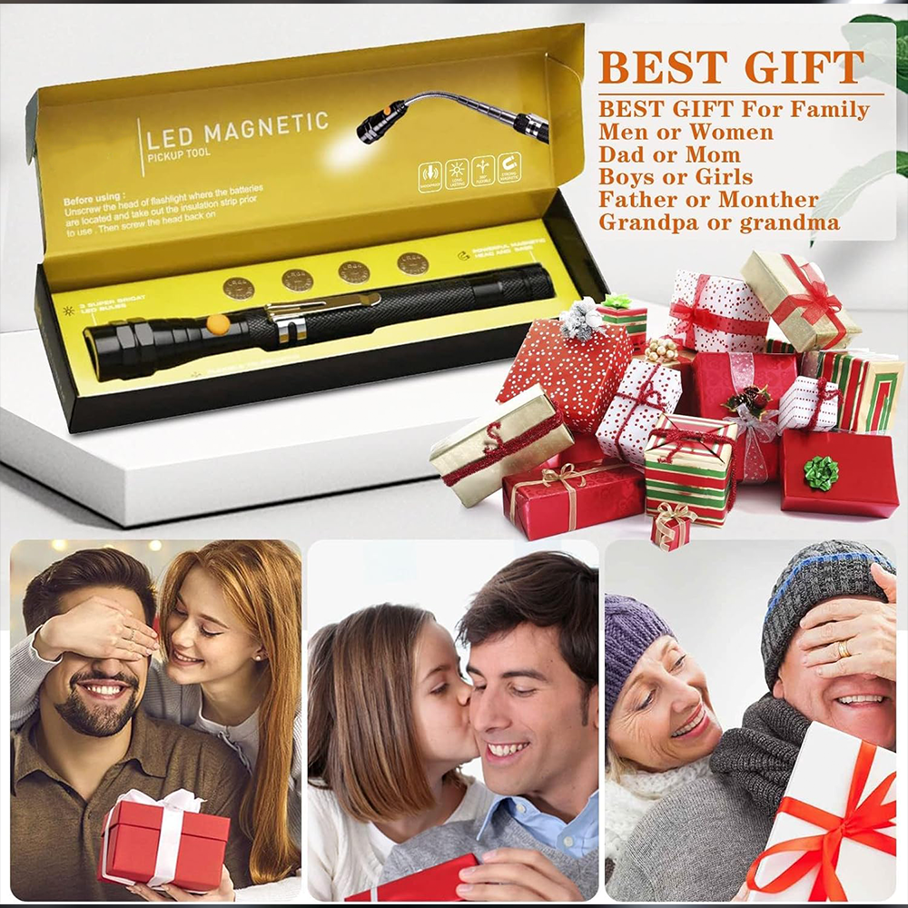 Magnetic pickup tool, men's gift, telescopic magnetic flashlight