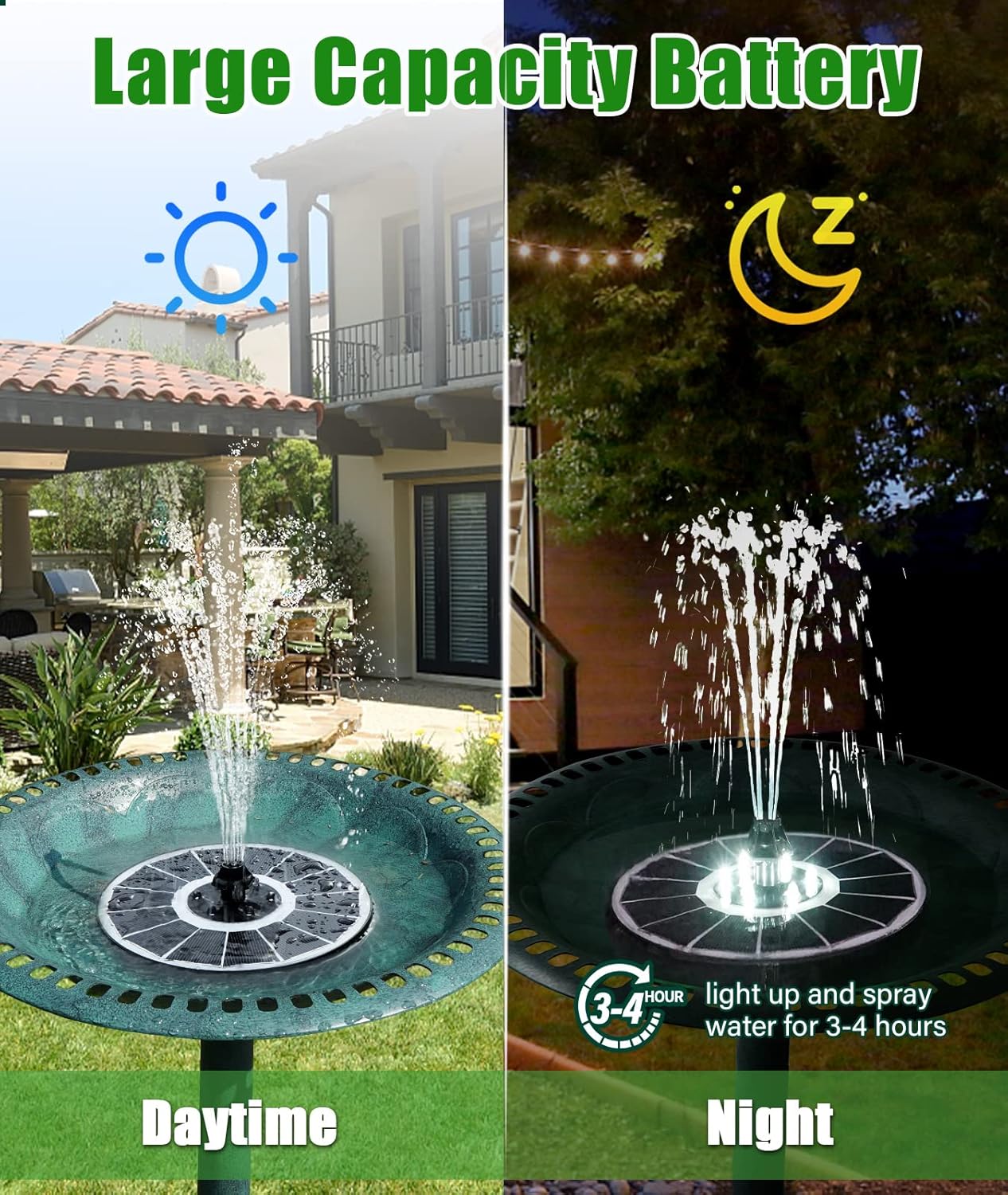 Solar Fountain – Upgraded Glass Panel Floating Bird Bath Fountain for Garden & Pond