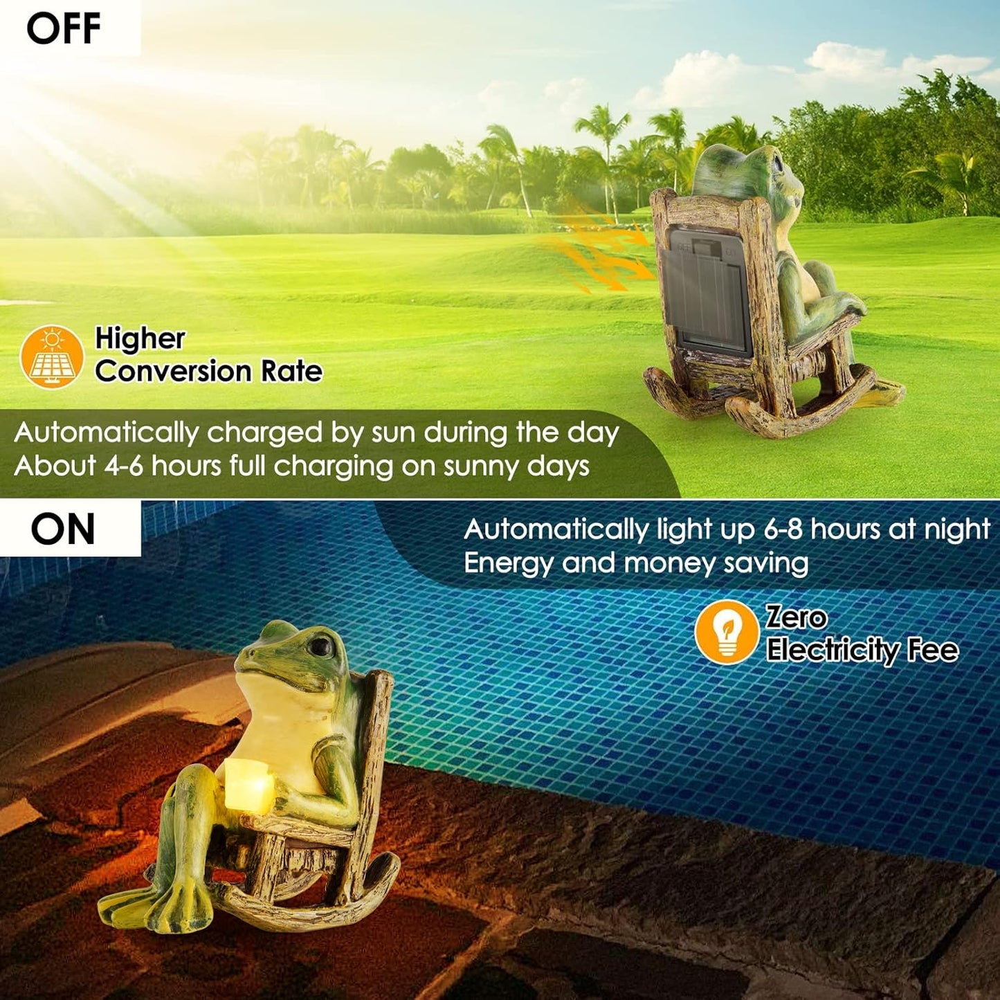 Mini Frog Garden Statue | Fall Halloween Decoration | Solar Frog Garden Light