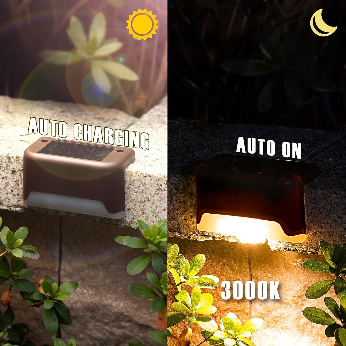 Solar Deck Lights | Set of 16, Waterproof, for Outdoor Stairs, Steps, Fences, Railings, Patios
