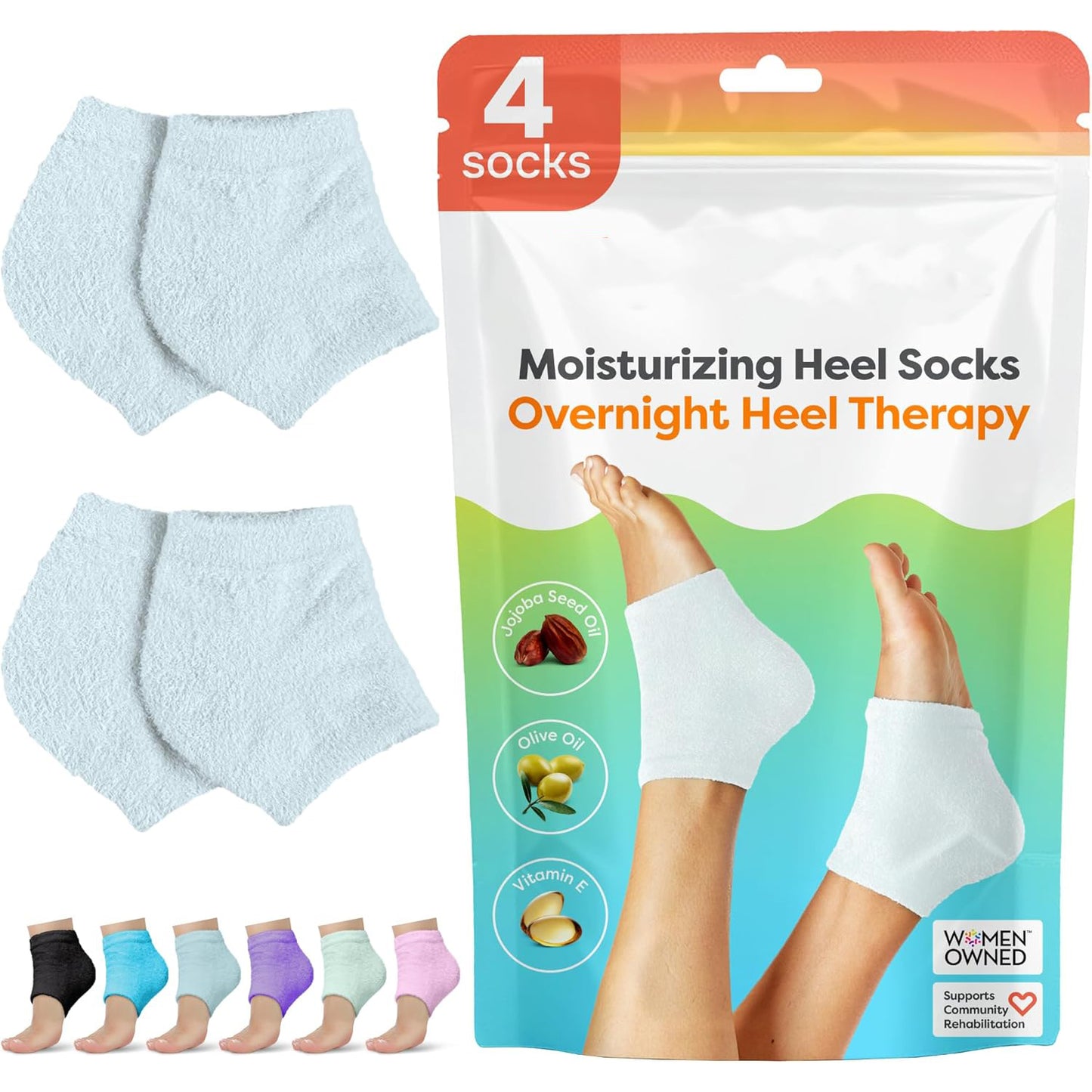Moisturizing Heel Socks | Enriched with Vitamin E, Olive Oil, and Jojoba Oil