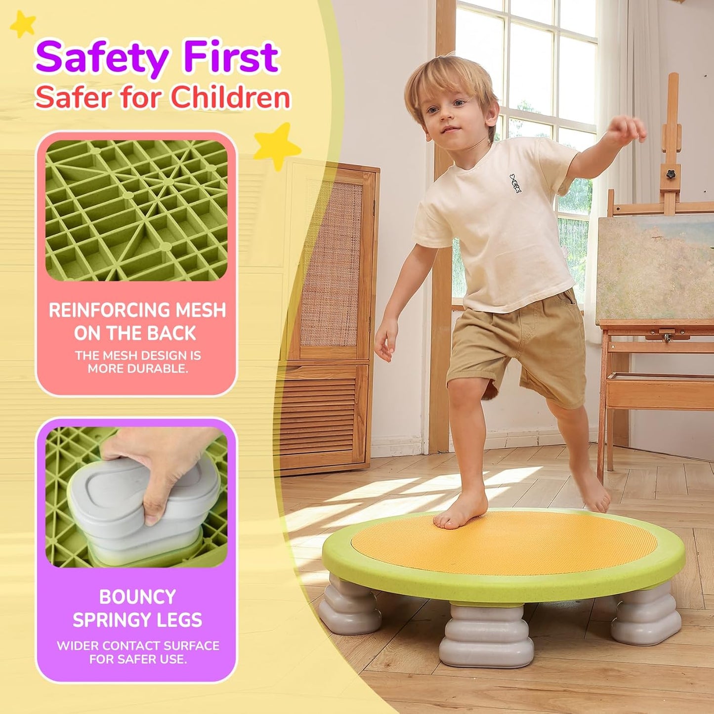 Children's Mini Trampoline – 25-Inch Indoor/Outdoor Jumping Toy for Preschool Kids Aged 6 and Up