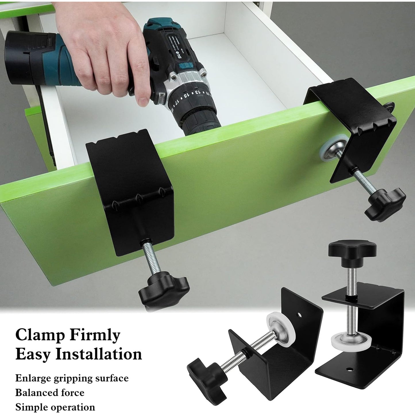 Large Drawer Front Installation Clamp, Cabinet Hardware C-Clamp, 3mm Thick Drawer Drilling Guide