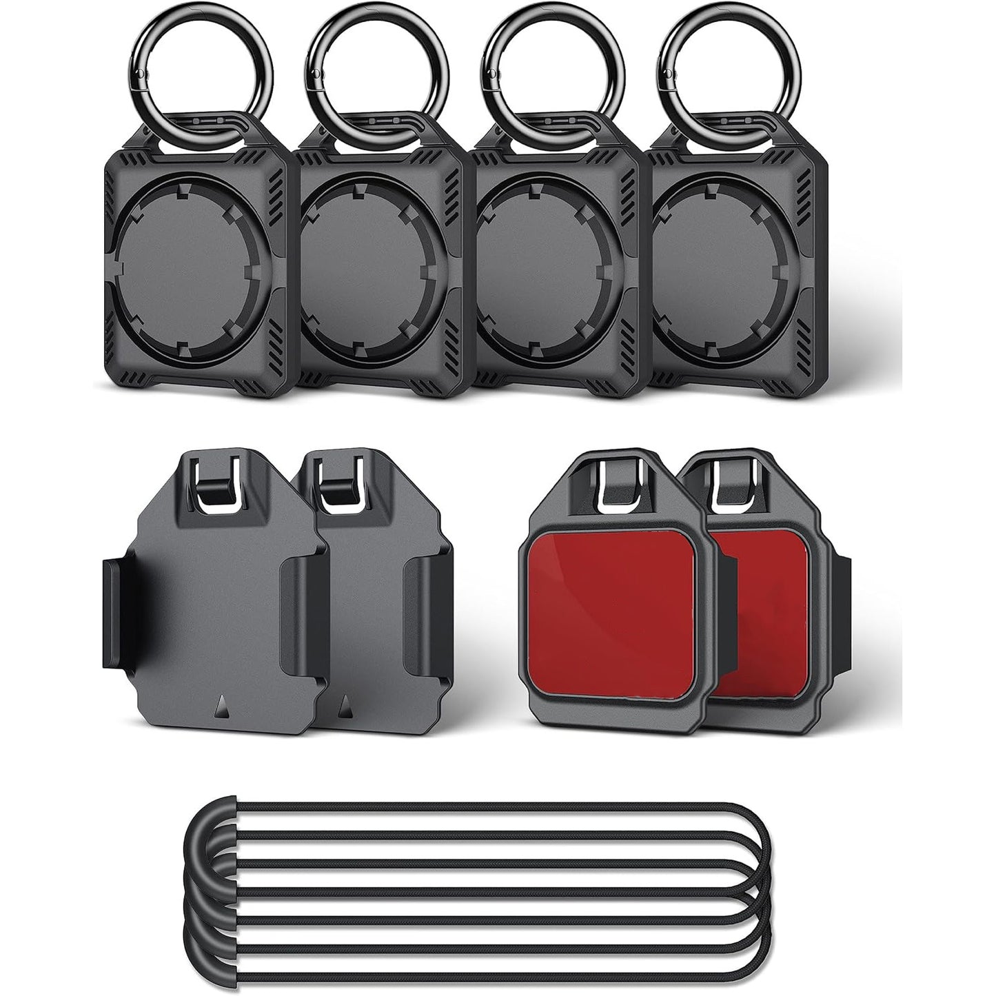 4-Pack Safety  Holder Case with Keychain, 3M Adhesive Mount and Strap, IPX8 Waterproof