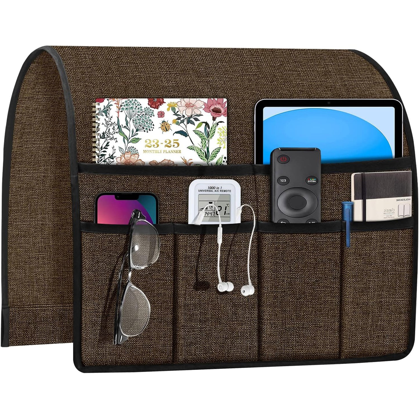 Remote Control Storage Organizer for Recliners, Armchairs, and Sofas, 6 Pockets for Magazines