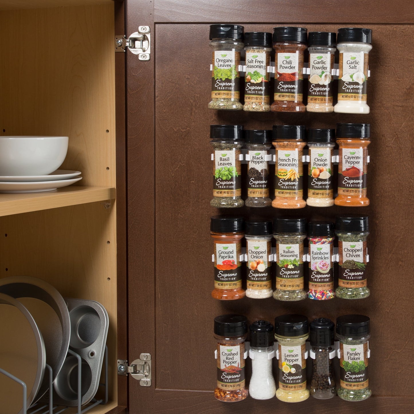 Spice Rack Organizer – Cabinet Gripper Clip Strips for Pantry & Kitchen