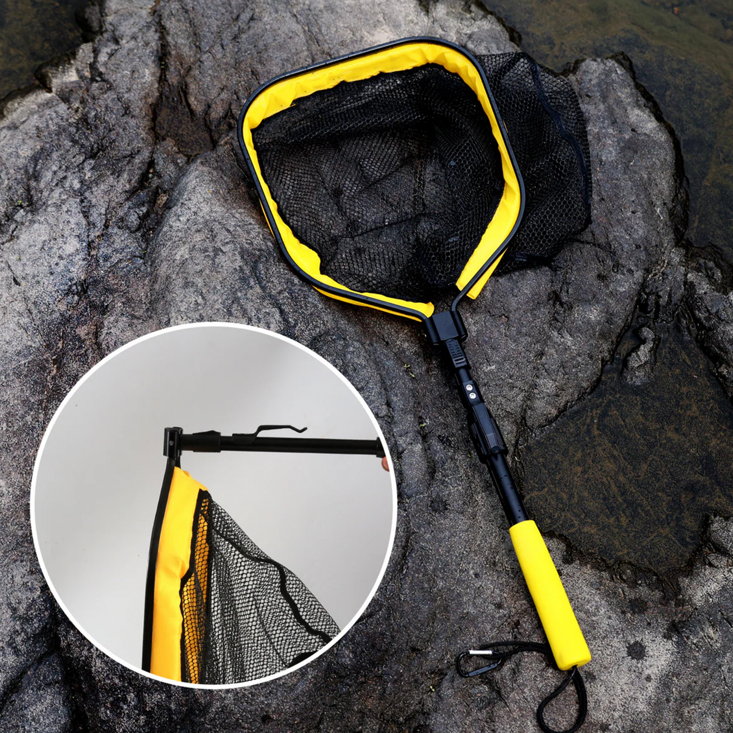 Floating fishing net with handle