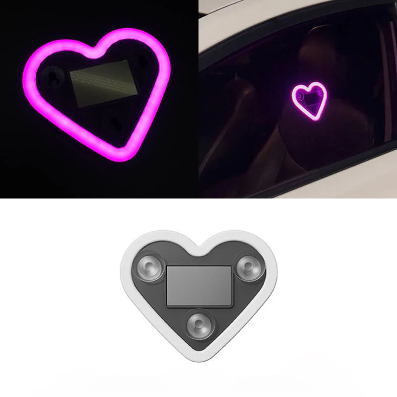 Car Window Ambient Light – Solar Powered, No Wiring, Heart-Shaped Neon Light