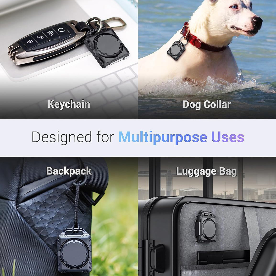 4-Pack Safety  Holder Case with Keychain, 3M Adhesive Mount and Strap, IPX8 Waterproof