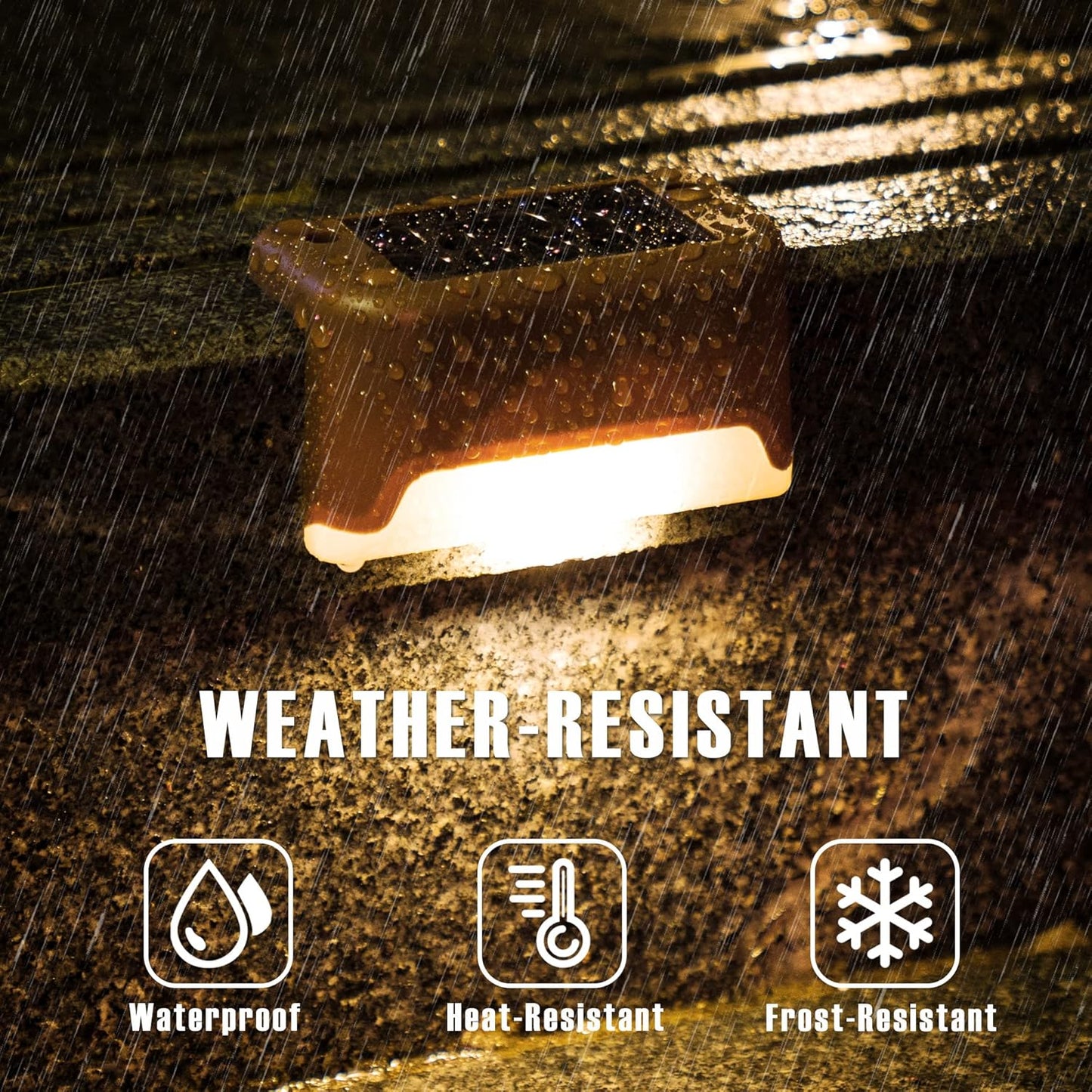 Solar Deck Lights | Set of 16, Waterproof, for Outdoor Stairs, Steps, Fences, Railings, Patios