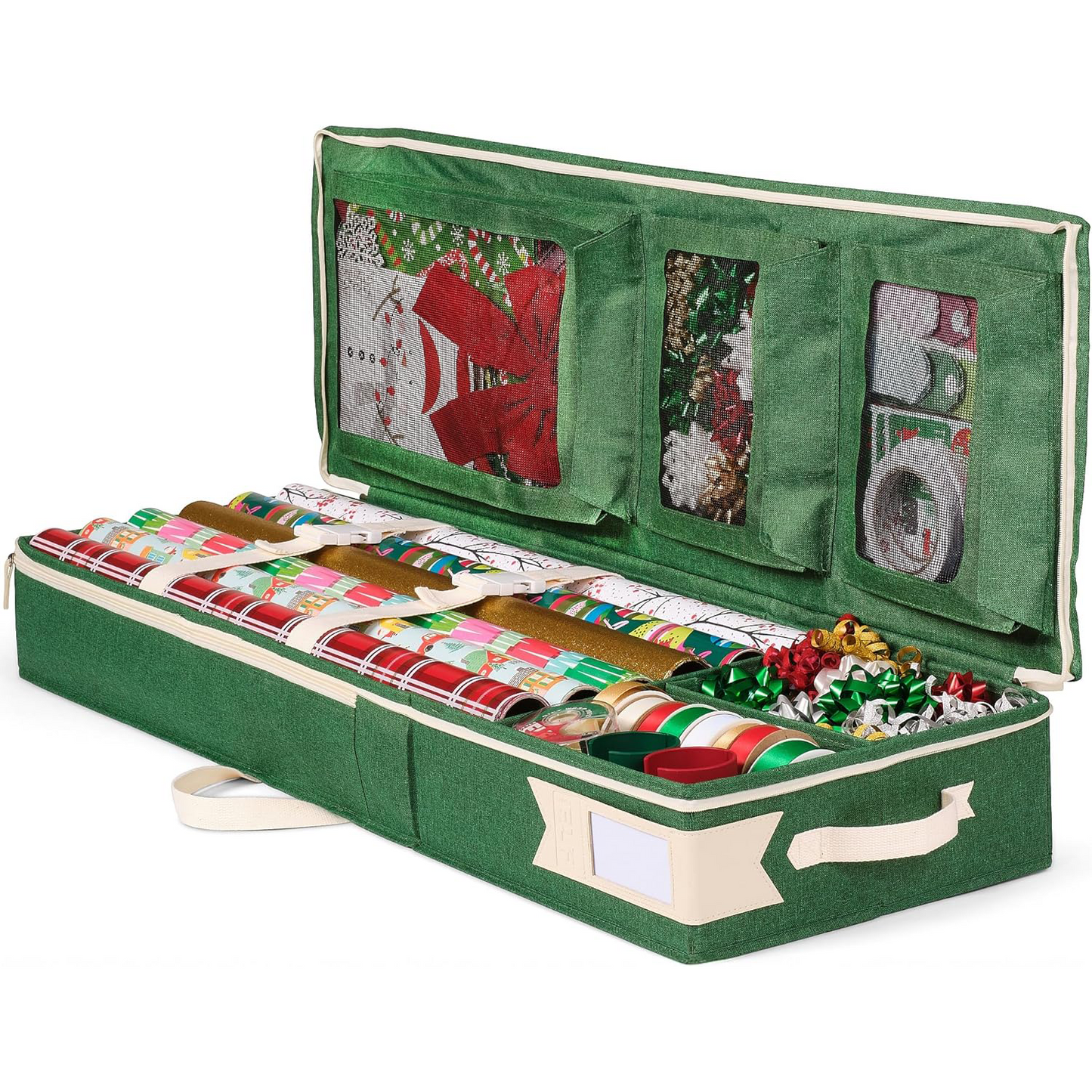 Gift Wrapping Paper Storage Organizer – Portable Case with 6 Compartments