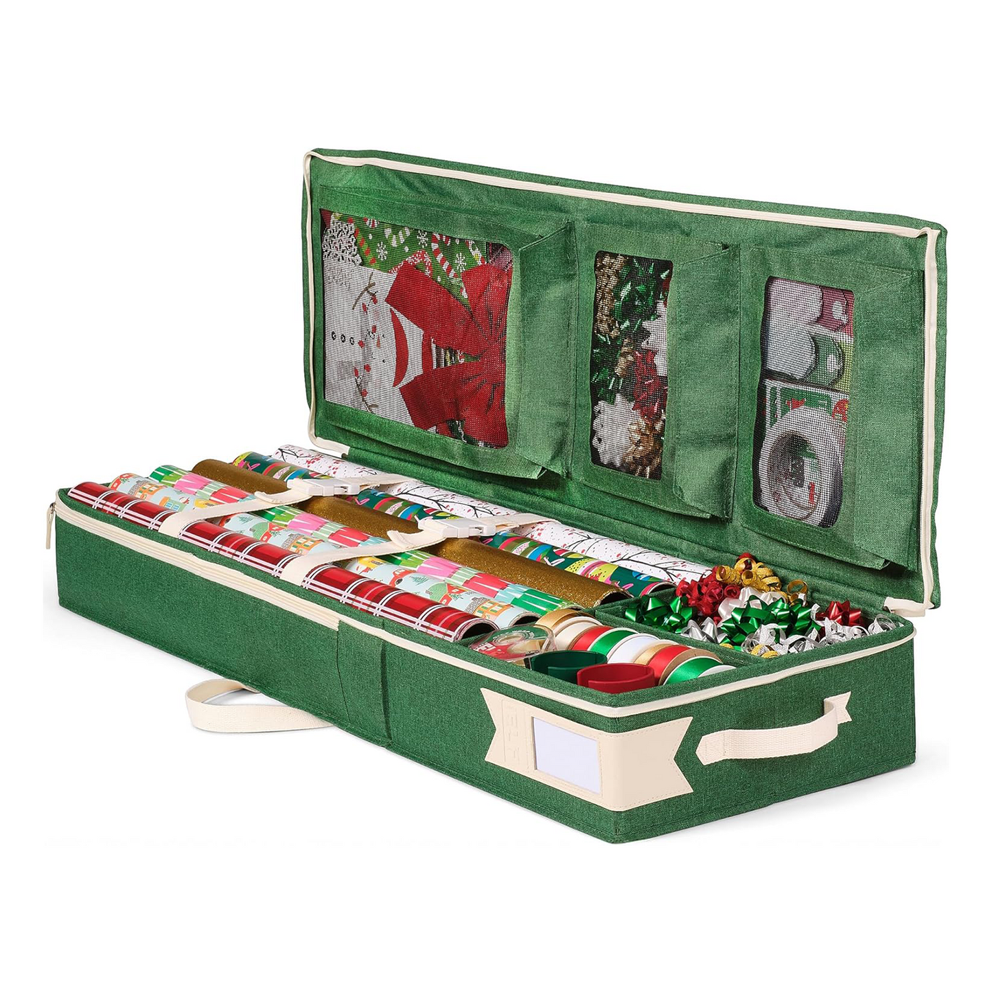 Premium wrapping paper storage box with 6 individual pockets
