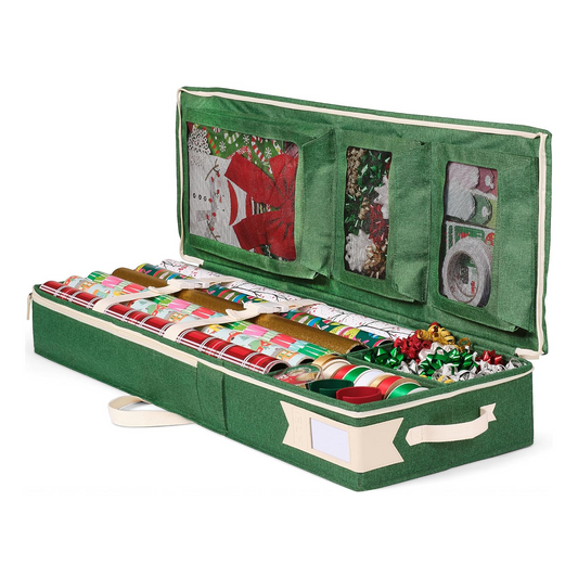 Premium wrapping paper storage box with 6 individual pockets