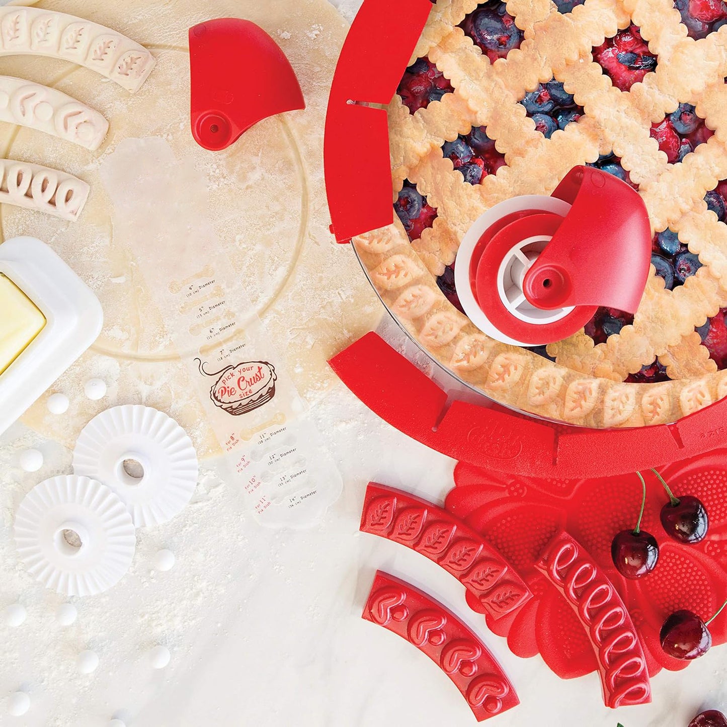 Ultimate Baking & Decorating Kit – Adjustable Silicone Pie Shield & Pastry Wheel Cutter Set