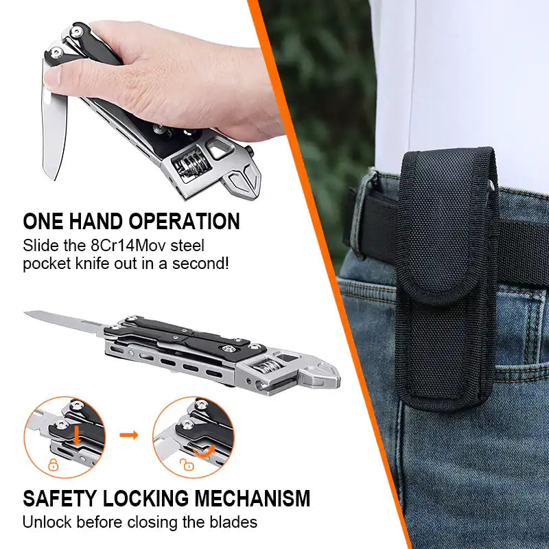 Adjustable Wrench Multi-Tool Pliers – 11-in-1 Tool with Pouch