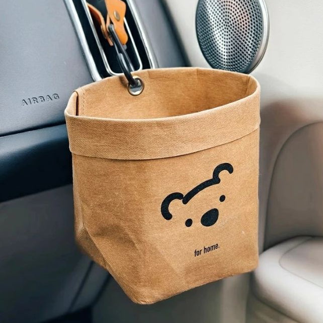 Car Kraft Paper Trash Bag — Washable Air-Vent Organizer