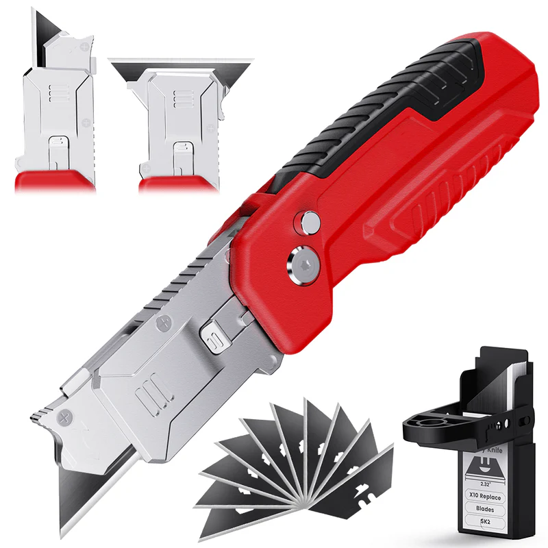 2-in-1 Utility Knife Scraper – Folding EDC Cutting Tool with SK2 Blades