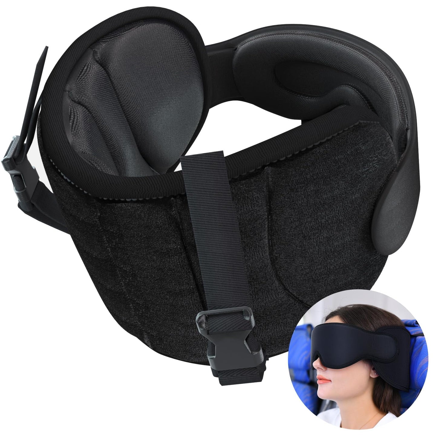 360° Travel Pillow with Head Band & Sleep Mask