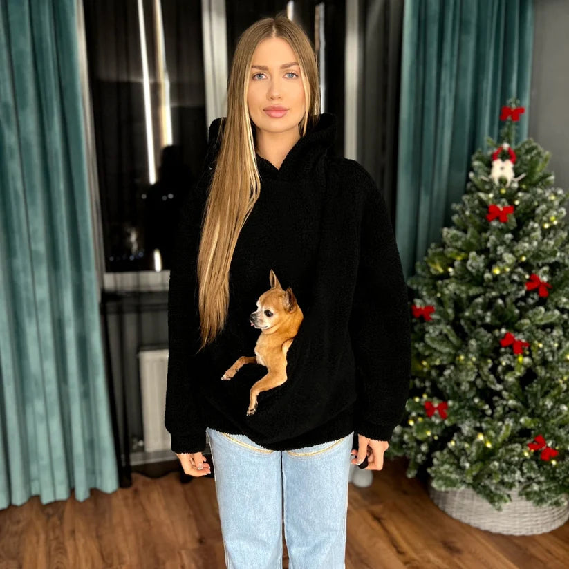 Olive Fleece Kangaroo Hoodie — Adult Oversized Casual Winter Sweatshirt