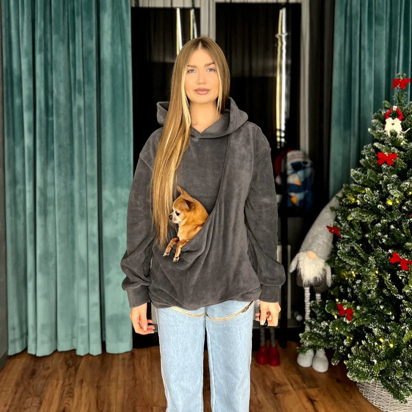 Olive Fleece Kangaroo Hoodie — Adult Oversized Casual Winter Sweatshirt