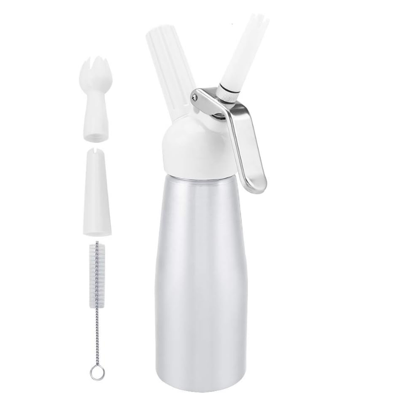 500ml Aluminum Whipped Cream Dispenser with 3 Nozzles & Cleaning Brush