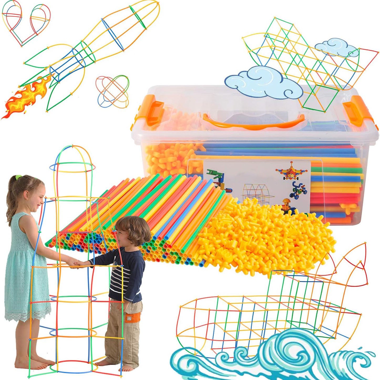 800-Piece Straw Constructor STEM Building Set