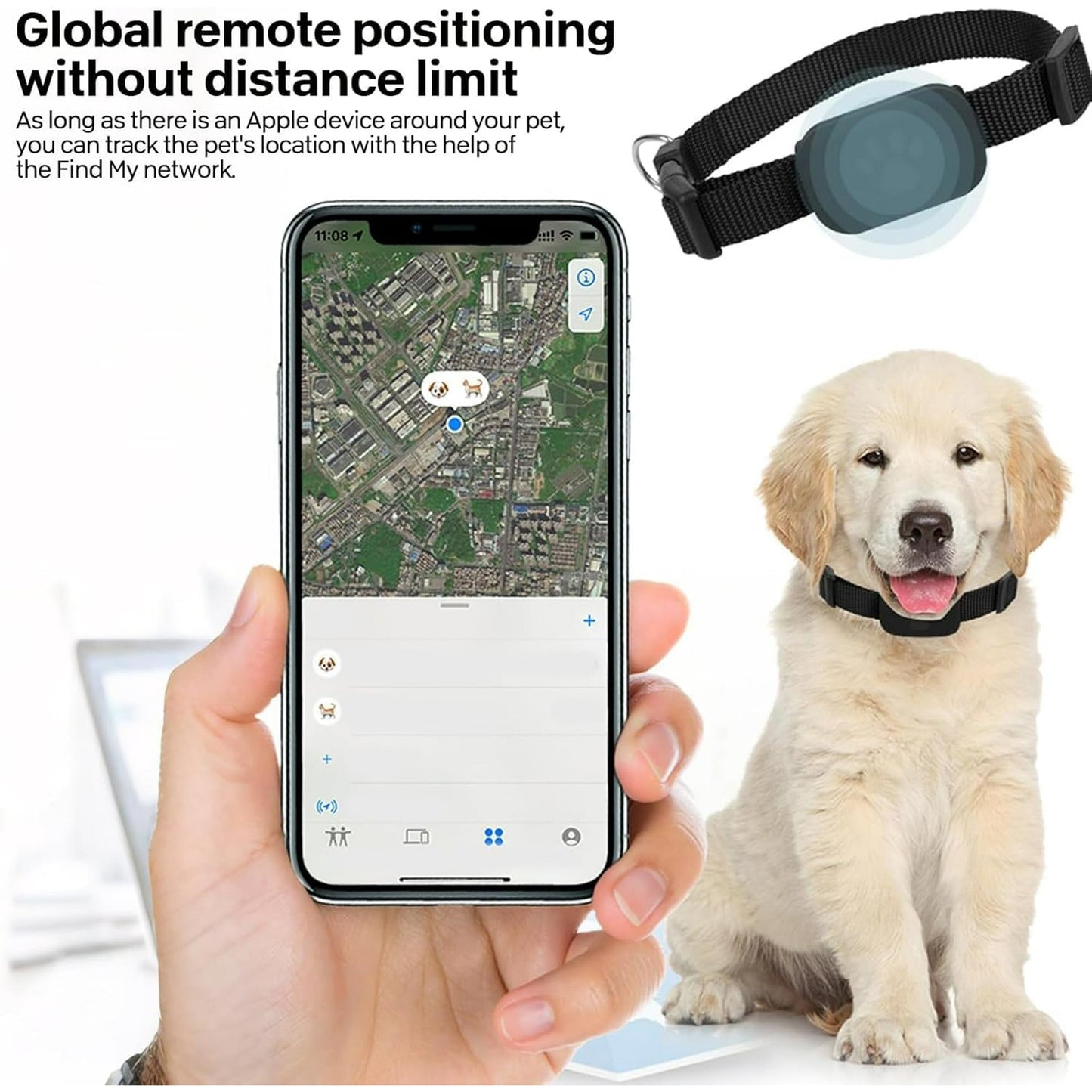 GPS Tracker for Small Dogs & Outdoor Cats – Real-Time Pet Collar Tracker