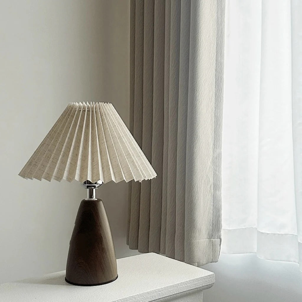 Nordic Walnut Ceramic Table Lamp – Warm Ambient Lighting for Living Spaces