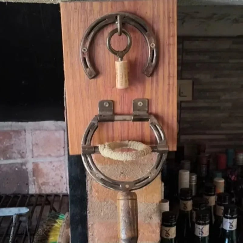 Horseshoe Bottle Opener – Rustic Wall Decor & Unique Wine Gift