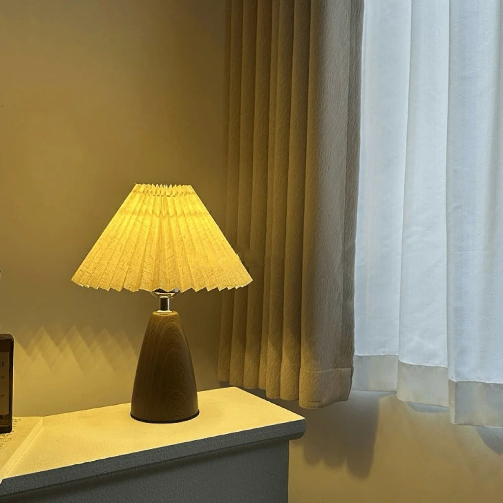Nordic Walnut Ceramic Table Lamp – Warm Ambient Lighting for Living Spaces