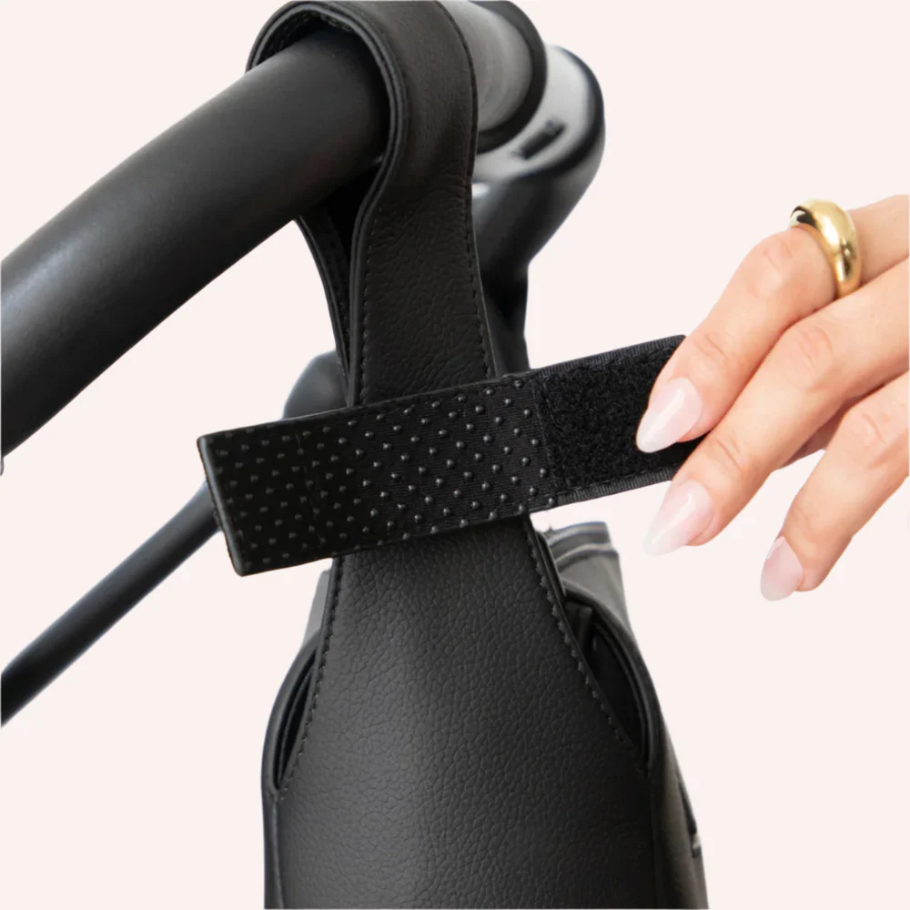 Stroller Organizer Bag – Vegan Leather Storage with Convertible Shoulder Strap
