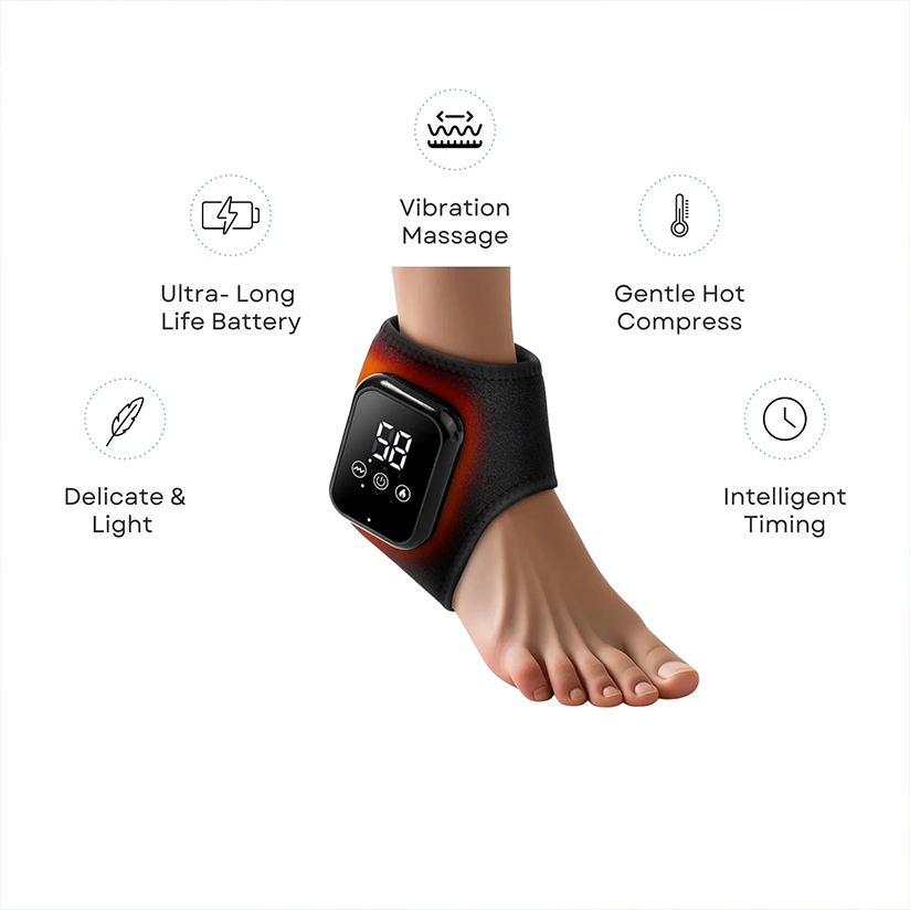 Ankle support massager with heating and vibration