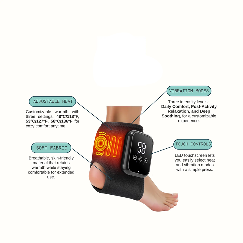 Ankle support massager with heating and vibration
