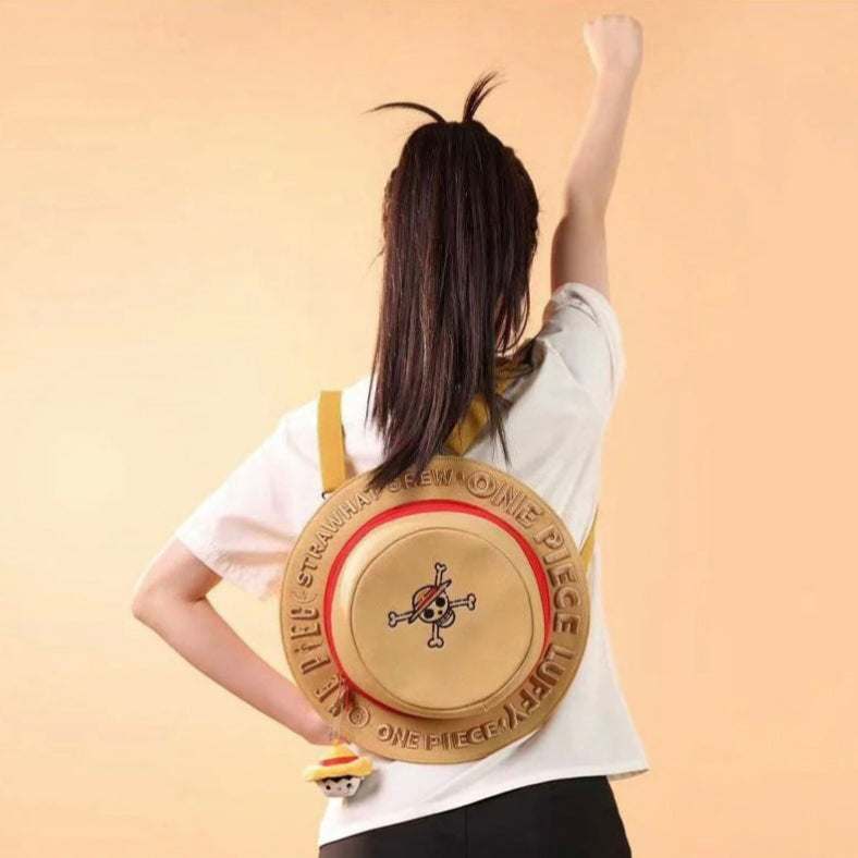 Straw Hat Backpack, Fabric Material, 34cm Diameter