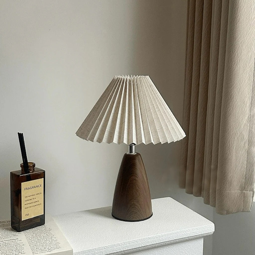 Nordic Walnut Ceramic Table Lamp – Warm Ambient Lighting for Living Spaces