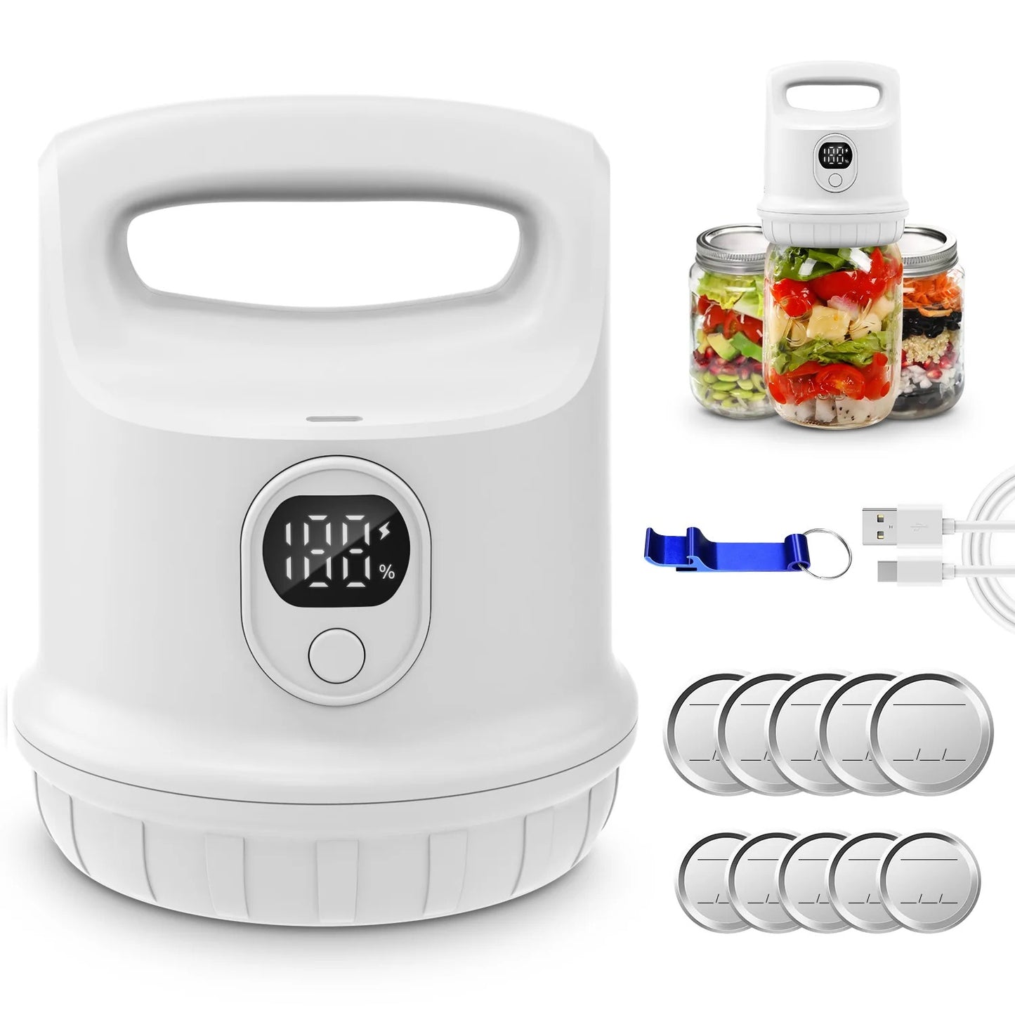 Automatic Mason Jar Vacuum Sealer – Upgraded Electric Food Preservation Kit
