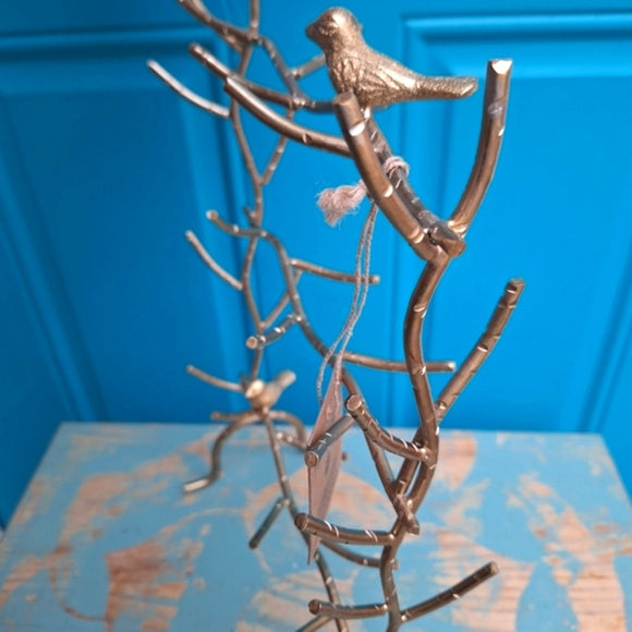 Bird-Shaped Gold Metal Jewelry Display Rack – Branch Design Storage Stand
