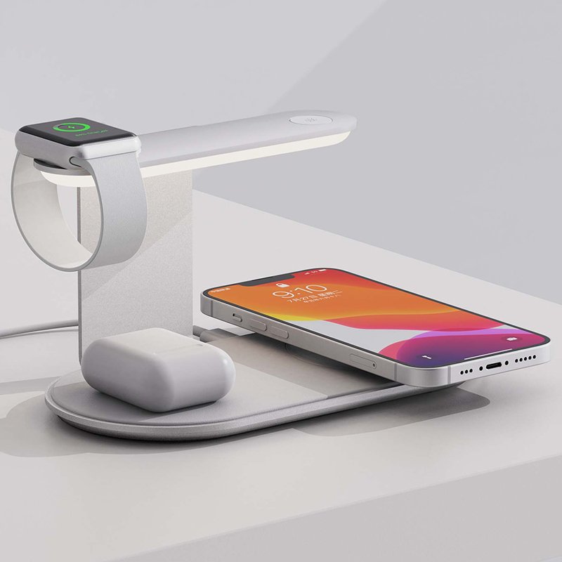 4-in-1 Wireless Charging Station with Alarm Clock & Night Light