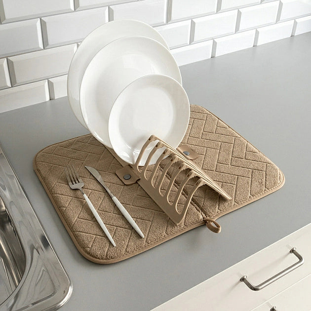 Foldable Dish Drying Mat and Rack Set | Efficient Space-Saving Kitchen Drying Solution