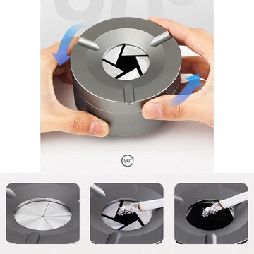 Outdoor ashtray with rotating lid, made of sturdy and durable stainless steel