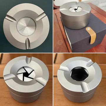 Outdoor ashtray with rotating lid, made of sturdy and durable stainless steel
